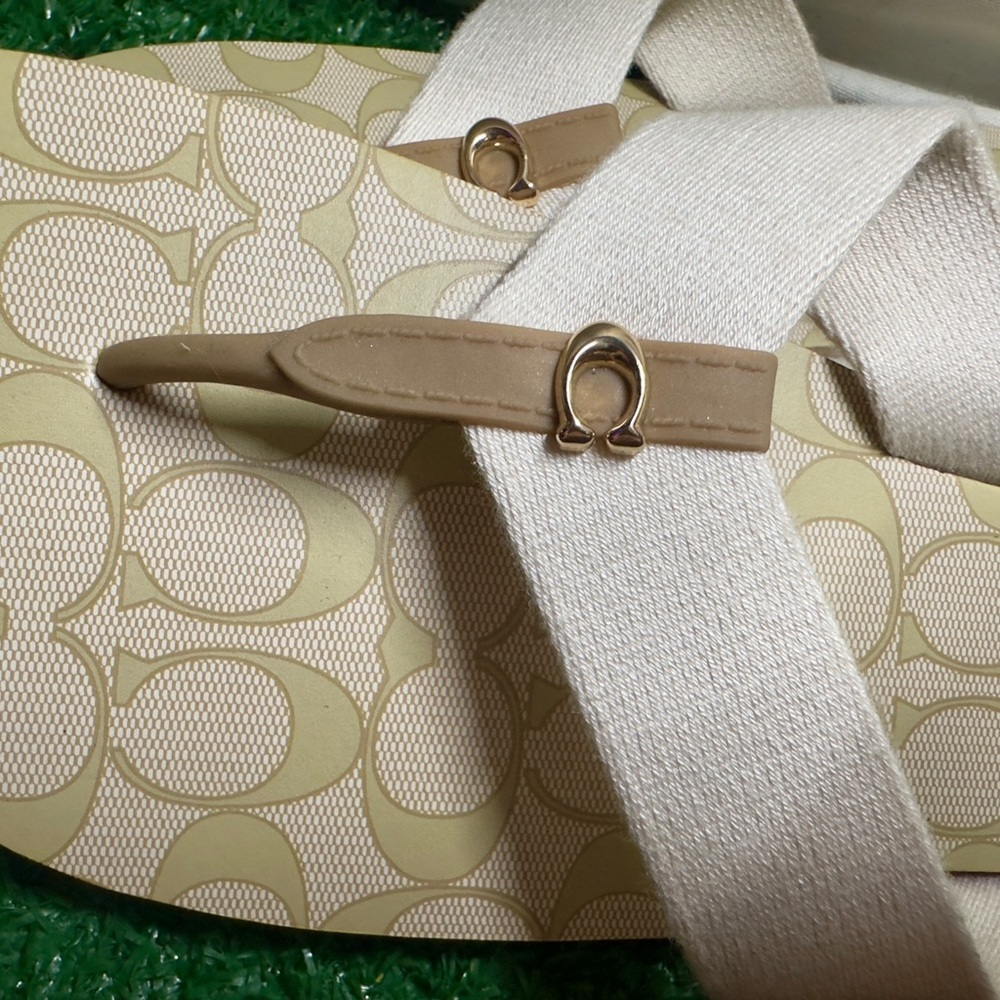 Coach Zoe Tan and Cream Signature Sandals
